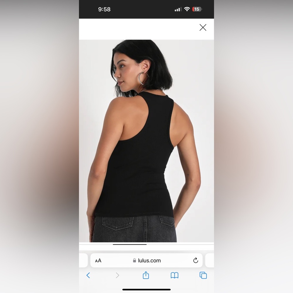 Lulu’s Easygoing Behavior Black Ribbed Knit Racerback Tank Top - Picture 2 of 4